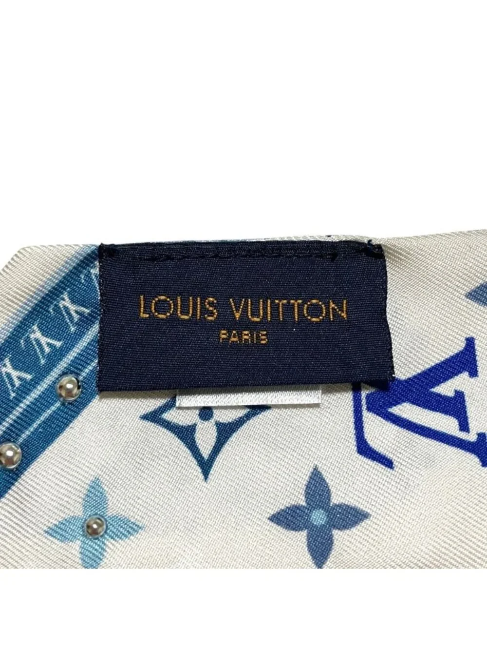 Louis Vuitton Bandeau BB Studs Narrow Scarf White Blue